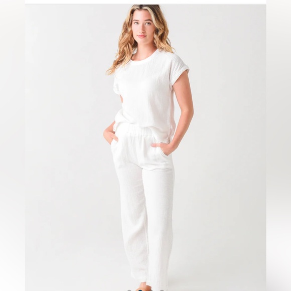 Faherty Pants - FAHERTY Women's Dream Cotton Gauze Wide
Leg Pant Size Large White NWOT